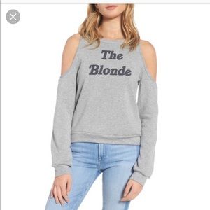 PST Los Angeles blonde cold shoulder sweatshirt